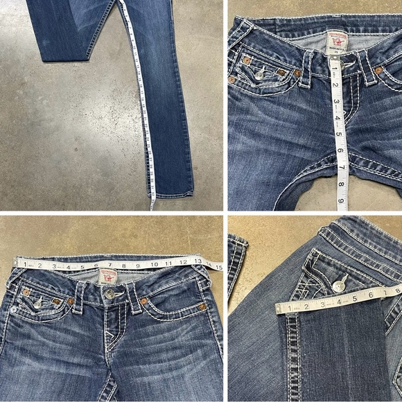 True Religion Low Rise Straight Jeans Womens 25 Flap Pocket USA Made - Picture 6 of 8